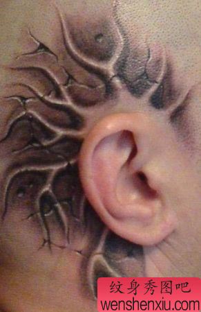 头部纹身图案:头部地裂浮雕纹身图案