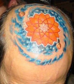 头部纹身图案:头部彩色3D纹身图案