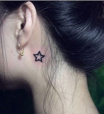 头部纹身图案:头部图腾五角星纹身图案