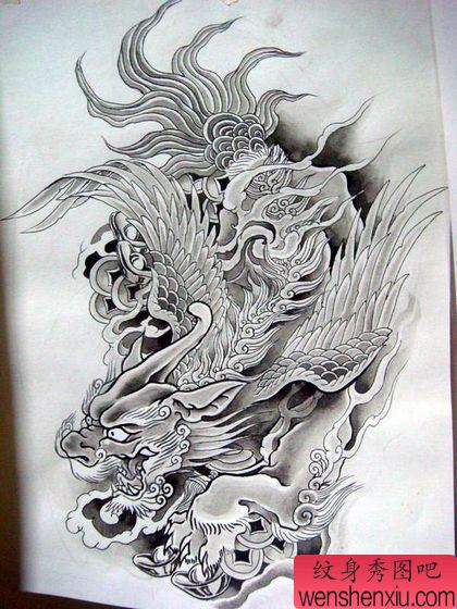 招财神兽纹身图案：招财神兽貔貅纹身图案