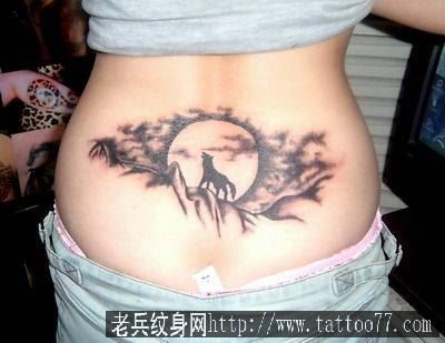 狼纹身图案:腰部图腾狼纹身图案