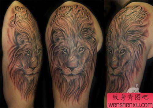 狮子纹身图案:手臂狮子狮子头纹身图案