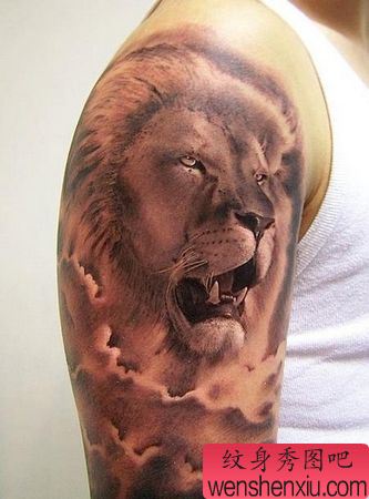 狮子纹身图案:经典霸气手臂狮子狮子头纹身图案