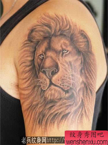 狮子纹身:手臂狮子狮子头像纹身图案