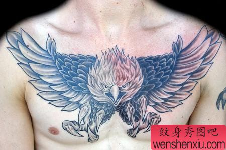 老鹰纹身图案:胸部老鹰纹身图案