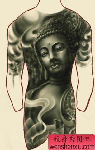 宗教纹身图案:超帅的满背佛纹身图案