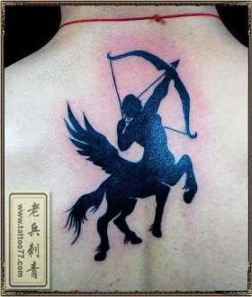 星座纹身图案：颈部射手座图腾纹身图案