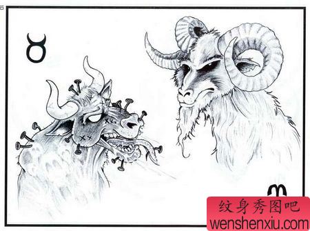 星座金牛座山羊座纹身图案（TATTOO）