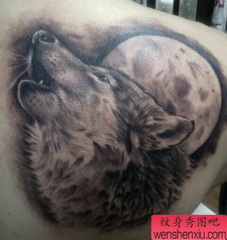 狼纹身图案:后背狼纹身图案