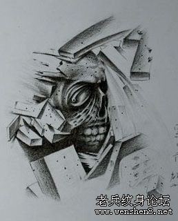 男性纹身图案:经典帅气的骷髅纹身图案