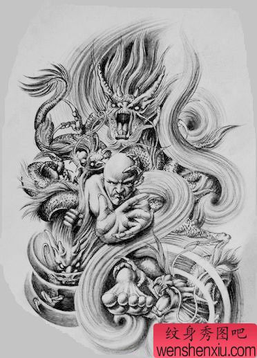 男性纹身图案:降龙罗汉纹身图案