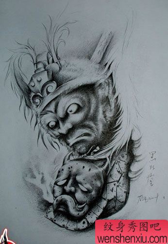 男性纹身图案:齐天大圣孙悟空纹身图案