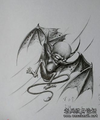 男性纹身图案:一幅欧美恶魔纹身图案