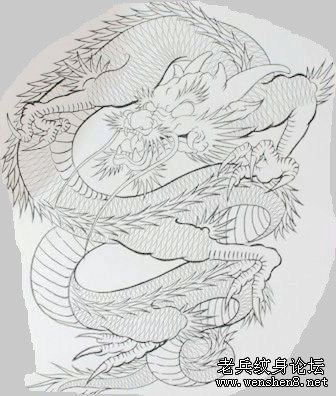 男性纹身图案:满背龙纹身图案