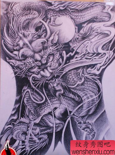 男性纹身图案:超霸气的满背龙纹身图案