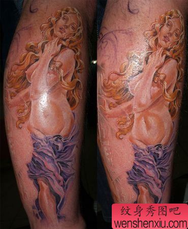 腿部欧美性感美女纹身图案