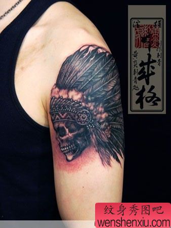 大臂骷髅纹身
