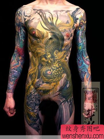 日式全胛凤凰纹身图案