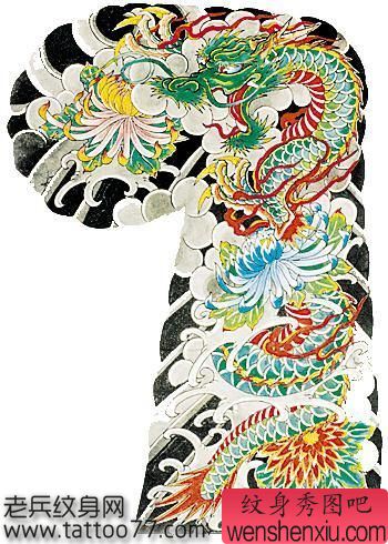 半胛纹身手稿:半胛披肩龙纹身手稿