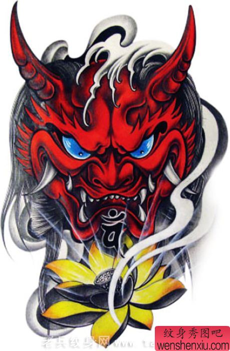 传统彩色般若莲花手稿纹身图片