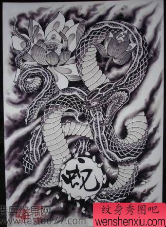 满背蛇纹身手稿