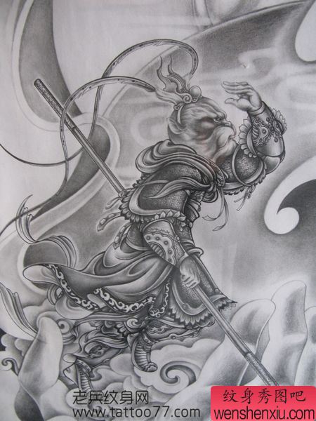 经典的齐天大圣孙悟空纹身手稿