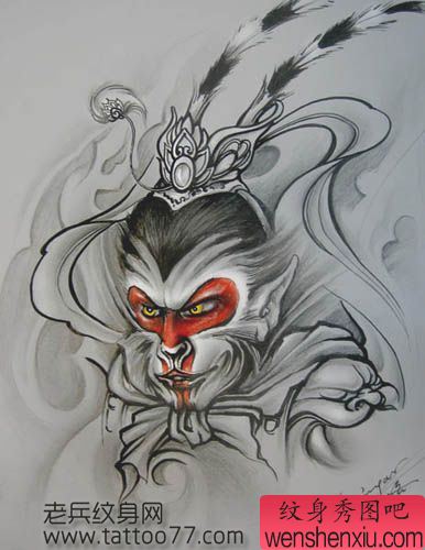 流行经典的孙悟空纹身手稿