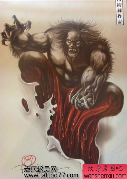 另类经典的撕皮恶魔纹身手稿
