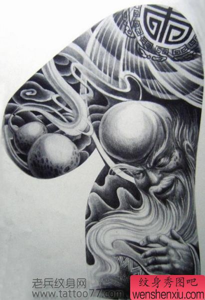 一幅半胛寿星纹身手稿