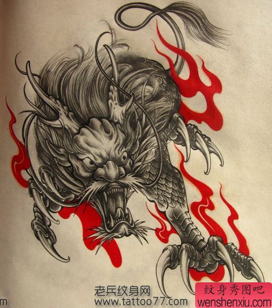 经典霸气的麒麟纹身手稿