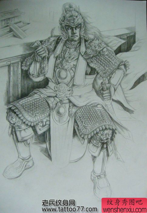 五虎将赵云赵子龙纹身手稿