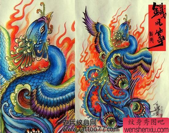 流行精美的凤凰纹身图案