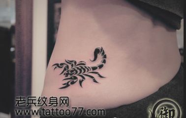 性感的美女腰部图腾蝎子纹身图案