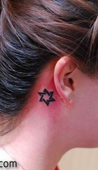 耳部图腾六芒星纹身图案