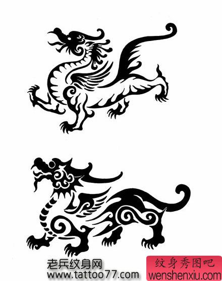 流行的图腾貔貅纹身图案