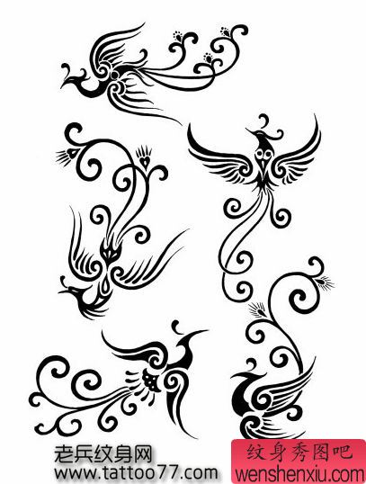 流行经典的图腾凤凰纹身图案