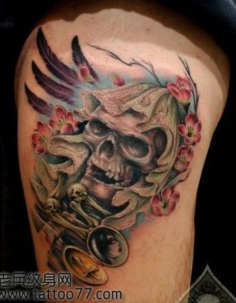 唯美经典的骷髅纹身图案
