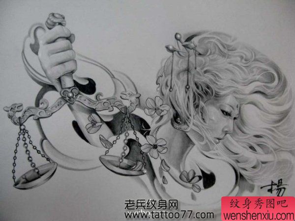 一幅漂亮的美女纹身图案