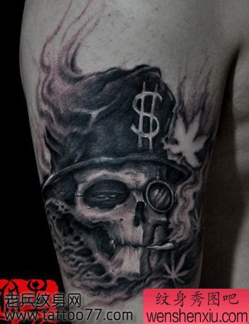 一幅手臂超酷的骷髅纹身图案