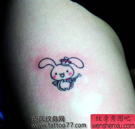 超可爱的美女腿部小兔子纹身图案