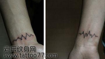 手臂流行经典的心电图纹身图案
