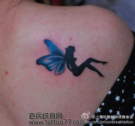 流行好看的肩部精灵纹身图案