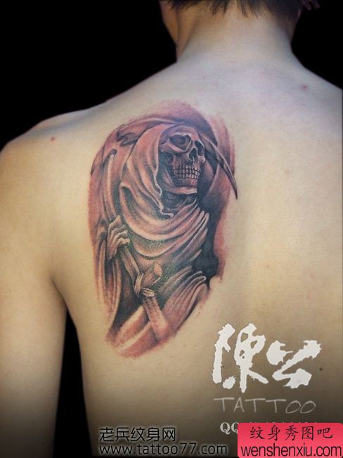 男生纹身图案—背部死神纹身图案