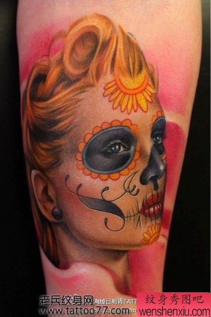 经典好看的欧美美女肖像纹身图案