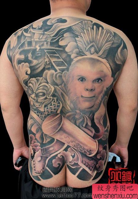 满背齐天大圣孙悟空纹身图案