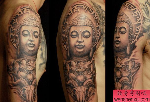 大臂如来佛祖佛头纹身图案