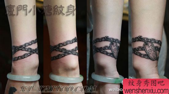 女孩子喜欢的手臂军牌手链纹身图案
