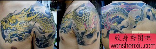 男性喜欢的帅气的过肩龙纹身图案