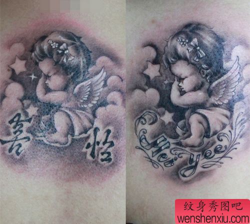 一幅可爱的小天使纹身图案