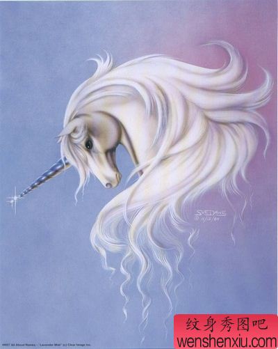 推荐一幅适合后背的漂亮独角兽纹身图案